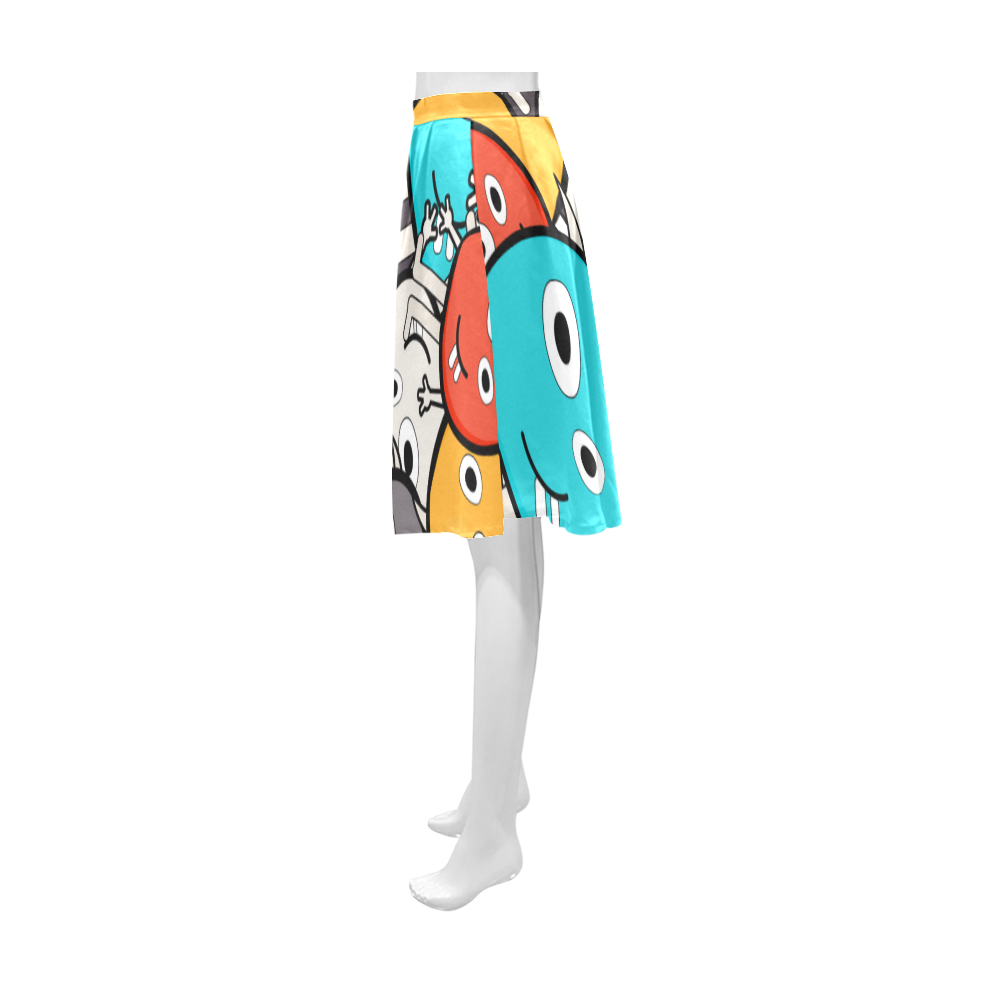 multicolor doodle monsters Athena Women's Short Skirt (Model D15)