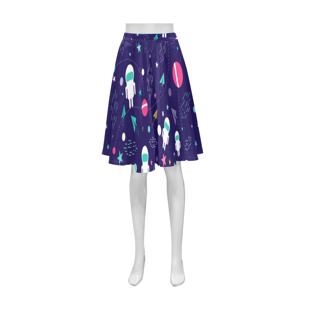 Cute Doodle Astronauts Athena Women's Short Skirt (Model D15)