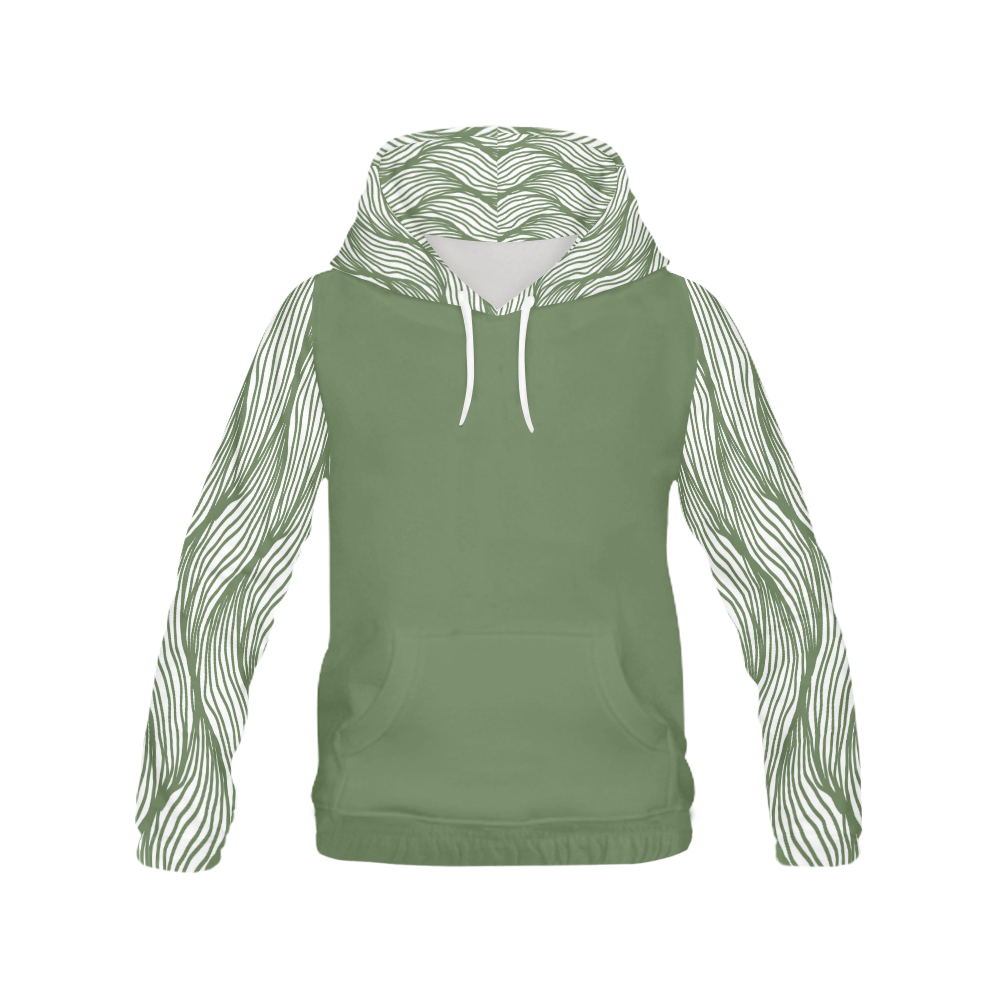 Trendy Basics - Trend Color KALE All Over Print Hoodie for Women (USA Size) (Model H13)