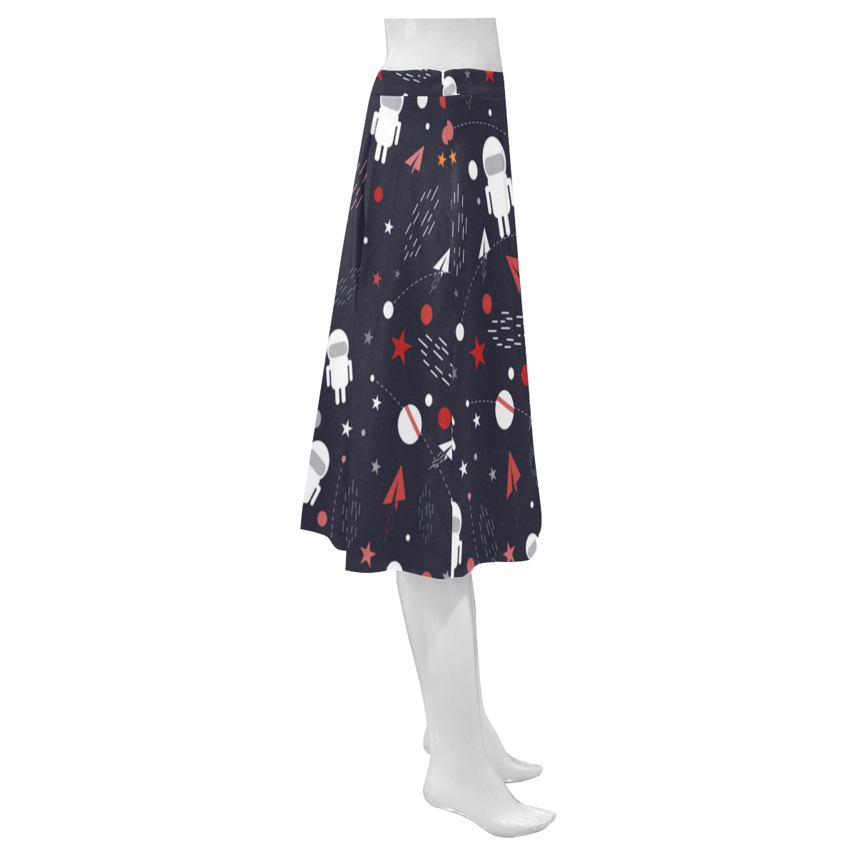 Astronaut Doodle Mnemosyne Women's Crepe Skirt (Model D16)