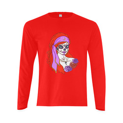 Gypsy Sugar Skull Red Sunny Men's T-shirt (long-sleeve) (Model T08)