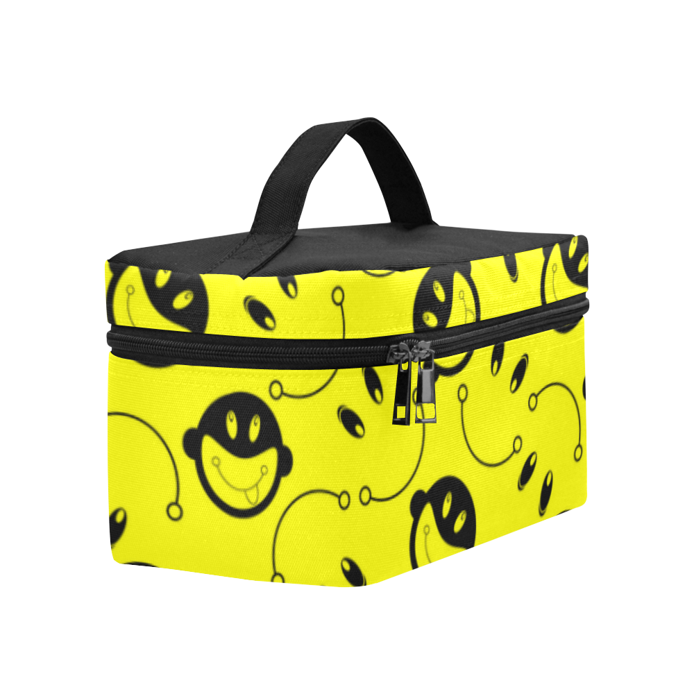 monkey tongue out on yellow Cosmetic Bag/Large (Model 1658)