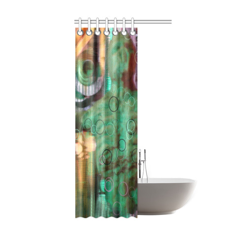 Green Orange Pink Nightmare Glitch photomanip Shower Curtain 36"x72"