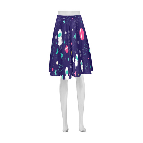 Cute Doodle Astronauts Athena Women's Short Skirt (Model D15)
