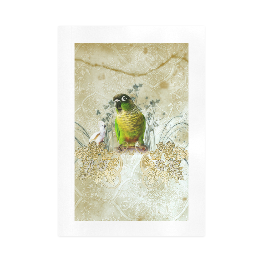 Sweet parrot with floral elements Art Print 16‘’x23‘’