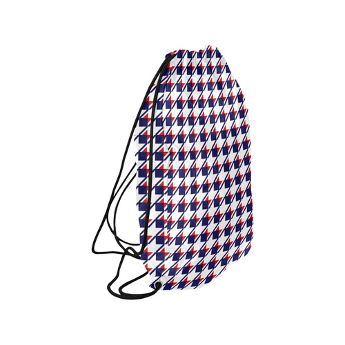 Red White Blue Houndstooth Small Drawstring Bag Model 1604 (Twin Sides) 11"(W) * 17.7"(H)