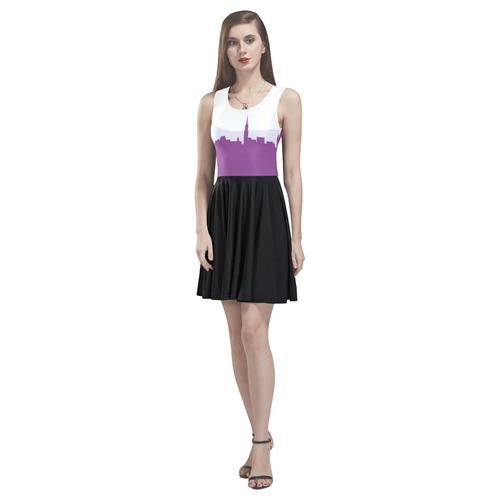 Luxury artistic dress with Town silhouette. Design shop Thea Sleeveless Skater Dress(Model D19)