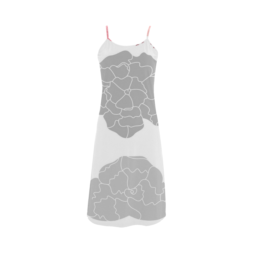 Designers long ladies Dress with Grey flowers Alcestis Slip Dress (Model D05)