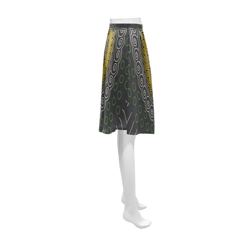 green with yellow mandala circular Athena Women's Short Skirt (Model D15)