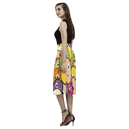 monster colorful doodle Aoede Crepe Skirt (Model D16)