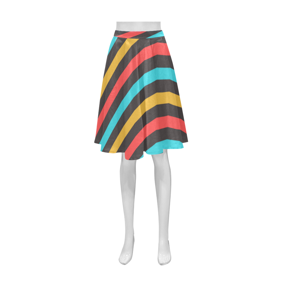 retro stripe Athena Women's Short Skirt (Model D15)