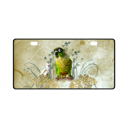 Sweet parrot with floral elements License Plate