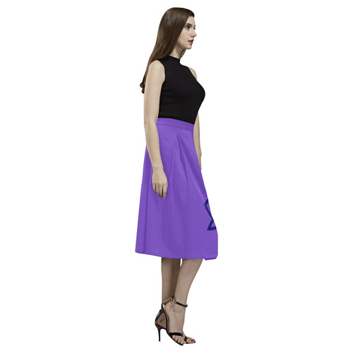 Designers skirt : purple with Black mandala art Aoede Crepe Skirt (Model D16)
