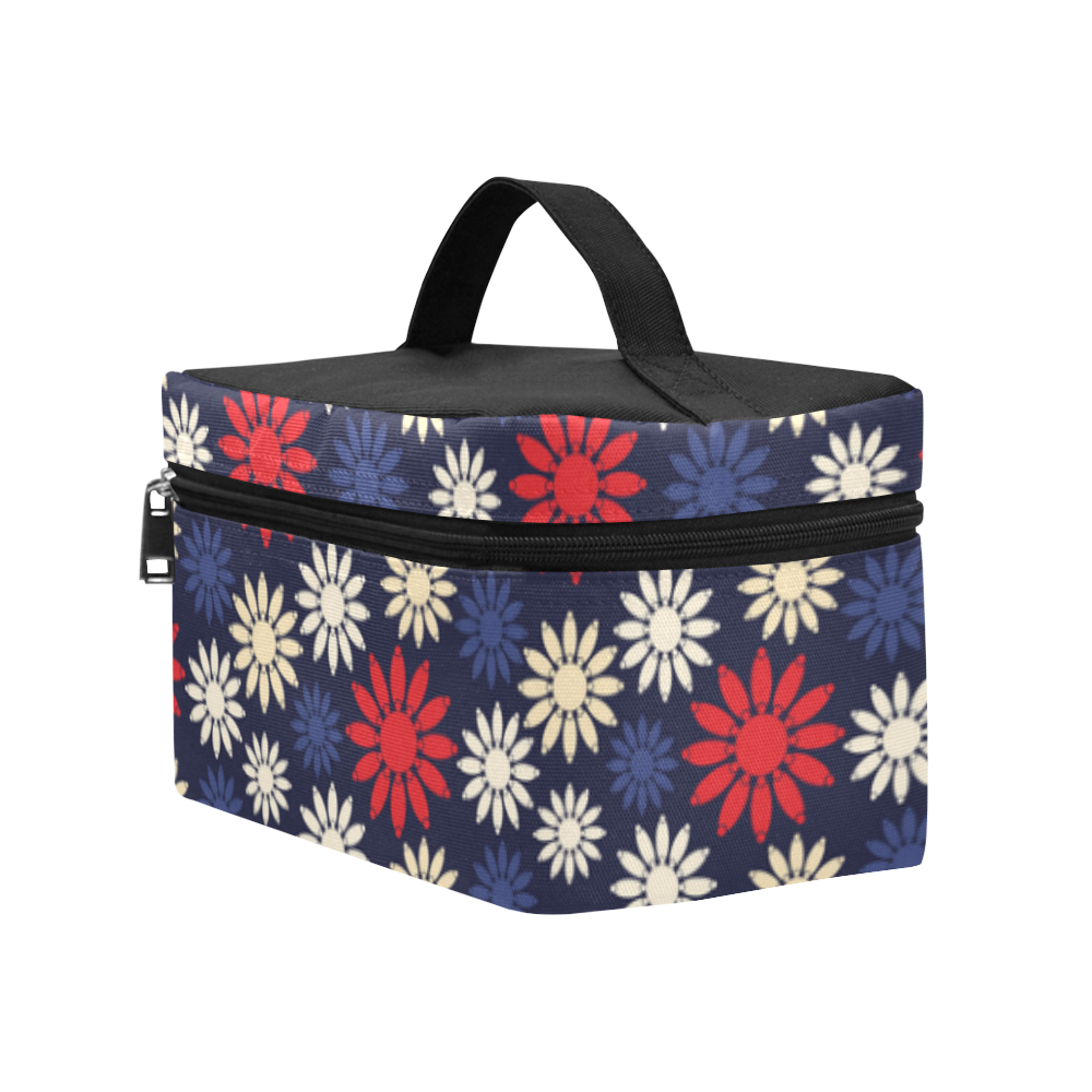 Red Symbolic Camomiles Floral Cosmetic Bag/Large (Model 1658)