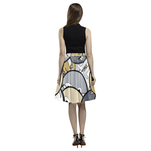 doodle monsters Melete Pleated Midi Skirt (Model D15)