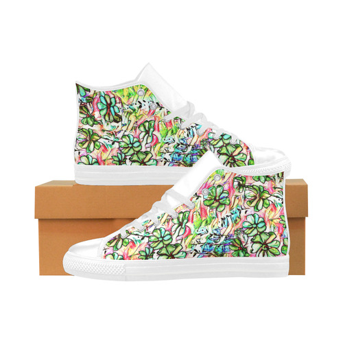 Jolly Floral A by FeelGood Aquila High Top Microfiber Leather Women's Shoes (Model 032)