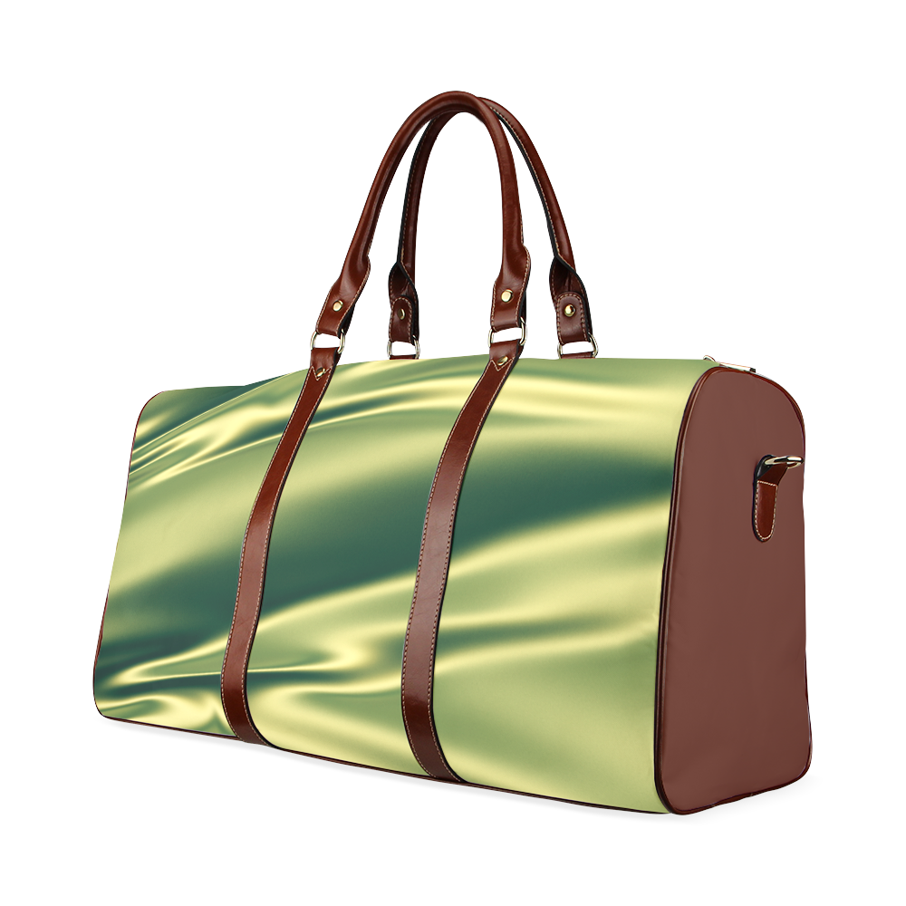 Green satin 3D texture Waterproof Travel Bag/Small (Model 1639)