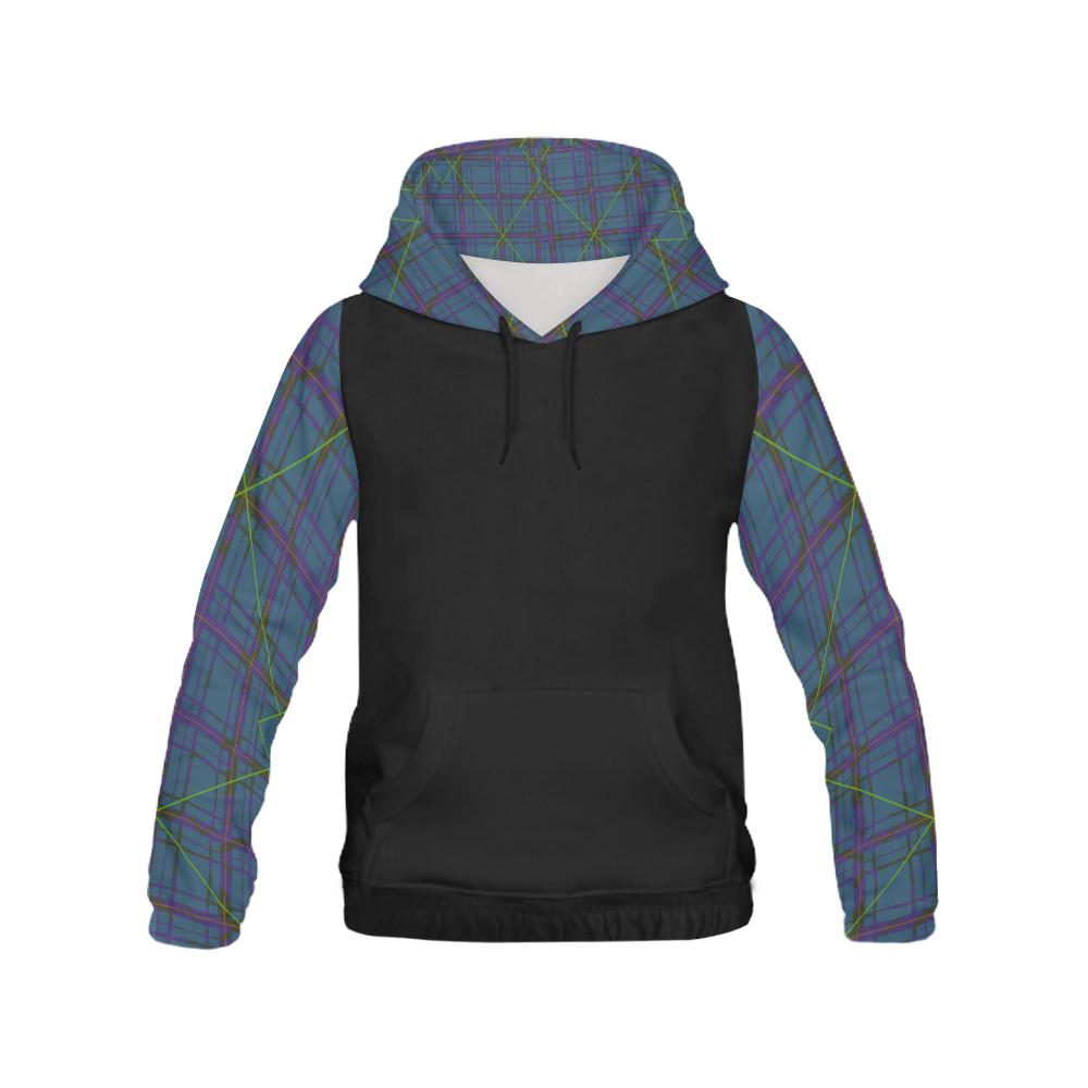 Neon plaid 80's style design  Hood & Sleeves All Over Print Hoodie for Men (USA Size) (Model H13)