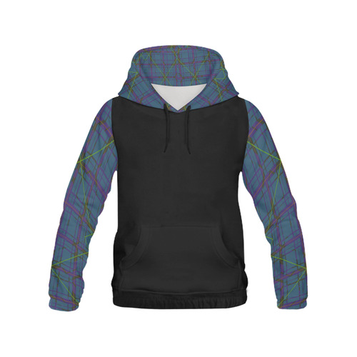 Neon plaid 80's style design  Hood & Sleeves All Over Print Hoodie for Men (USA Size) (Model H13)