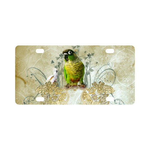 Sweet parrot with floral elements Classic License Plate