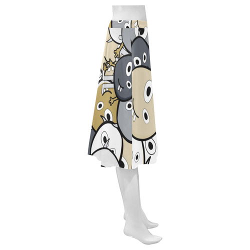 doodle monsters Mnemosyne Women's Crepe Skirt (Model D16)