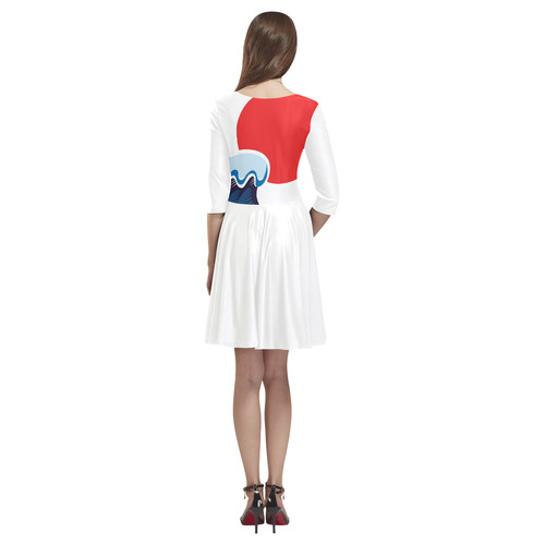 Luxury artistic Dress : Asia wave with Sun Tethys Half-Sleeve Skater Dress(Model D20)