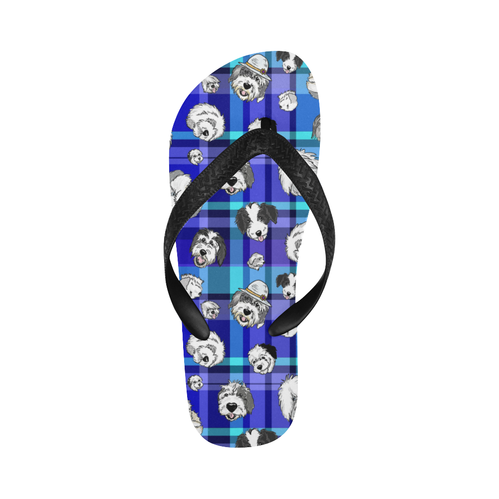 blue plaid Flip Flops for Men/Women (Model 040)