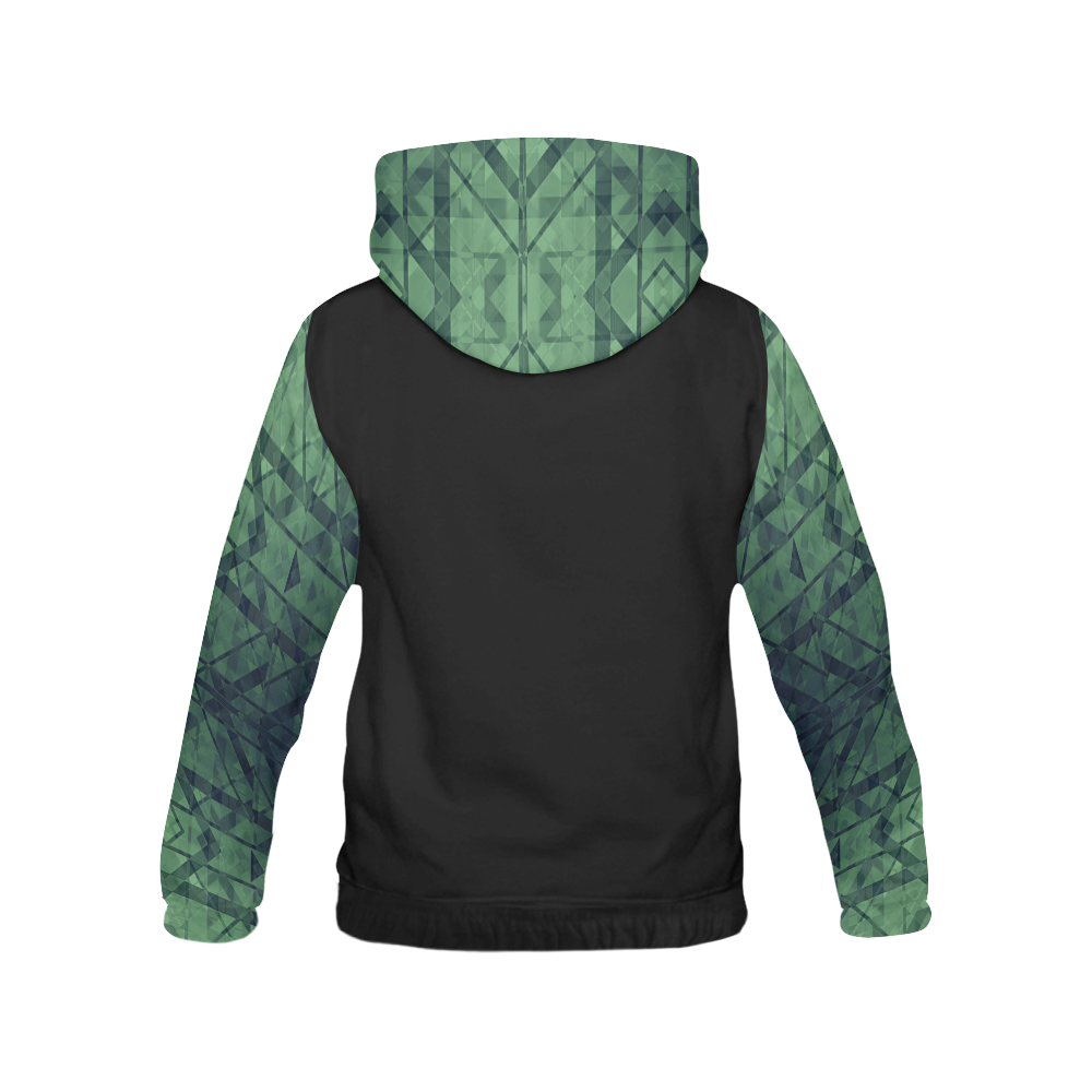 Sci-Fi Green Monster Geometric design Hood & Sleeves All Over Print Hoodie for Men (USA Size) (Model H13)