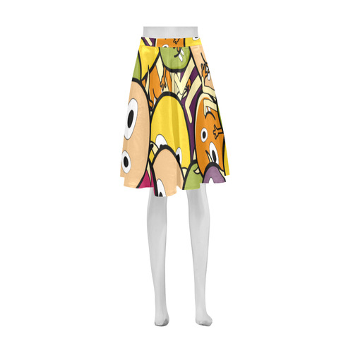 monster colorful doodle Athena Women's Short Skirt (Model D15)