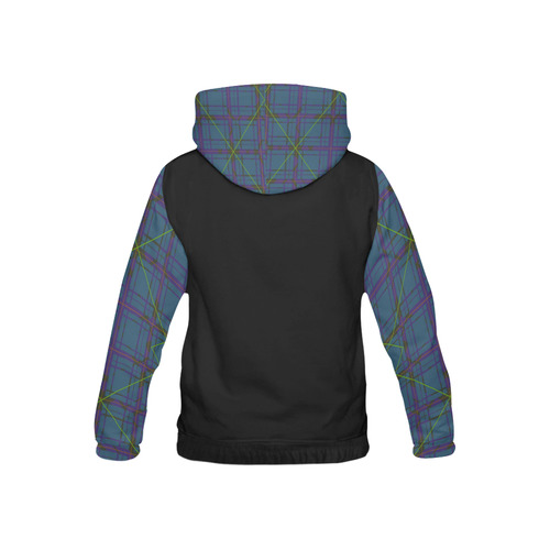 Neon plaid 80's style design Hood & Sleeves All Over Print Hoodie for Kid (USA Size) (Model H13)