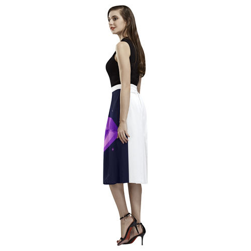 Designers skirt : Magical diamond purple black Aoede Crepe Skirt (Model D16)