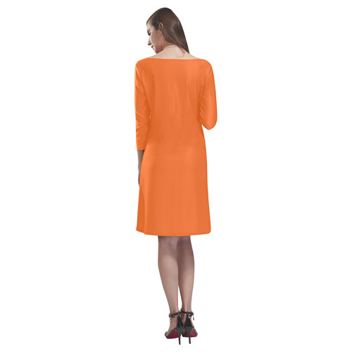 Designers orange Dress with black Mandala Rhea Loose Round Neck Dress(Model D22)