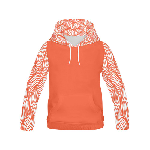 Trendy Basics - Trend Color FLAME All Over Print Hoodie for Women (USA Size) (Model H13)