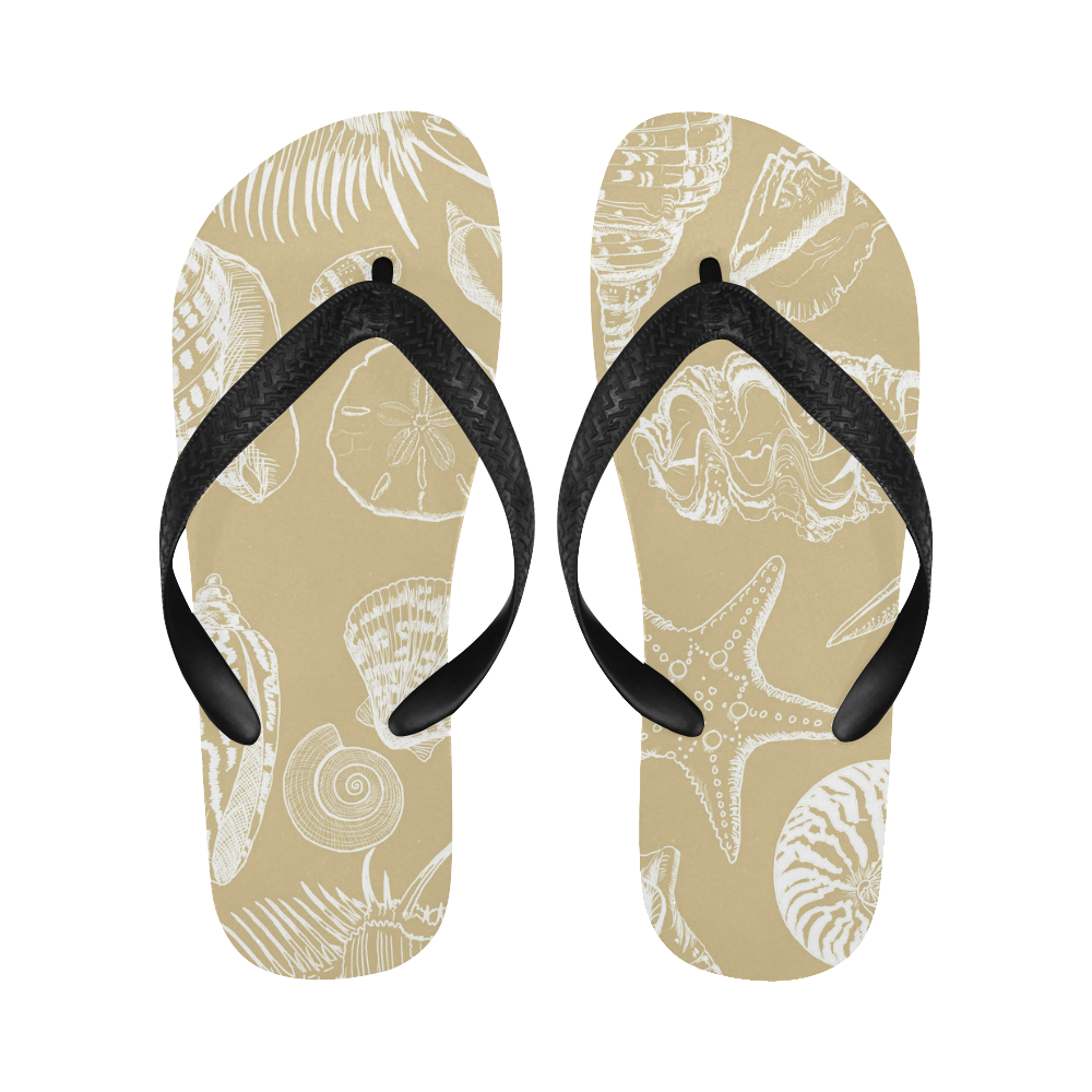 Shells tan Flip Flops for Men/Women (Model 040)