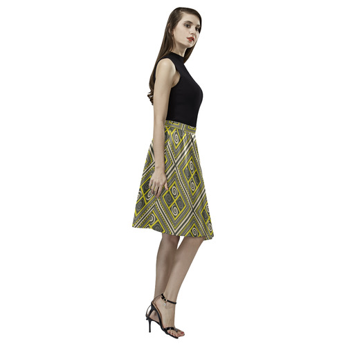 African Fabric Melete Pleated Midi Skirt (Model D15)