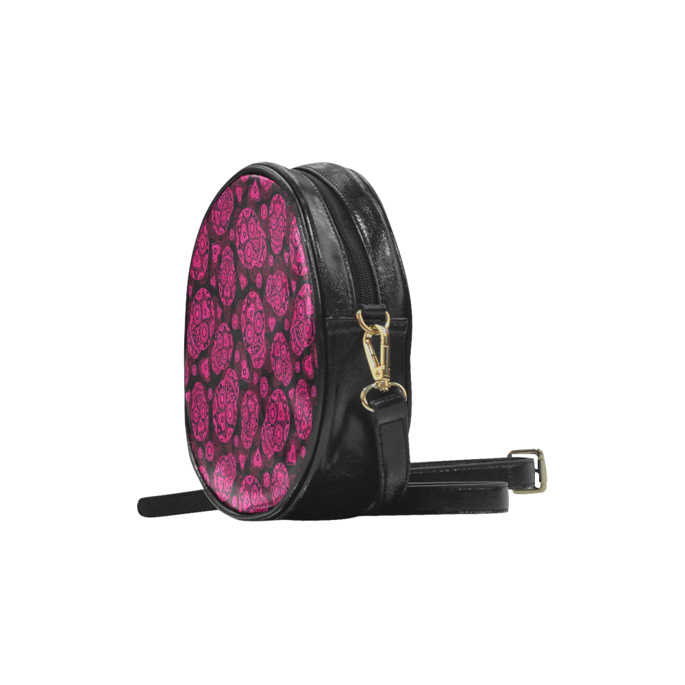 Sugar Skull Pattern - Pink Round Sling Bag (Model 1647)