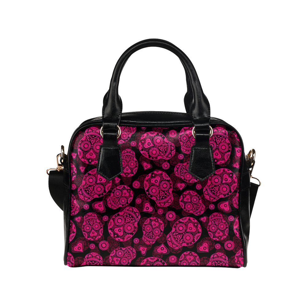 Sugar Skull Pattern - Pink Shoulder Handbag (Model 1634)