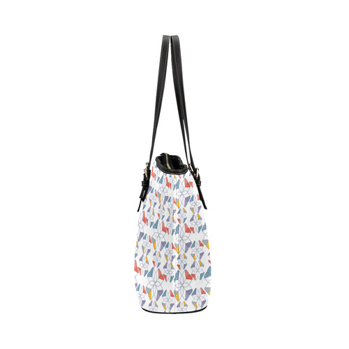 floral geometric seamless oriental Leather Tote Bag/Small (Model 1651)