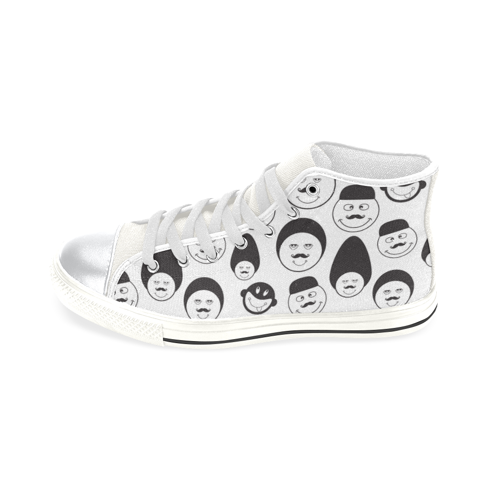 funny emotional faces High Top Canvas Shoes for Kid (Model 017)