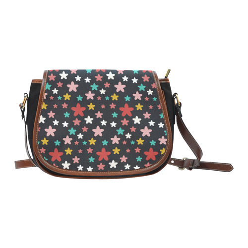 Symmetric Star Flowers Saddle Bag/Small (Model 1649)(Flap Customization)