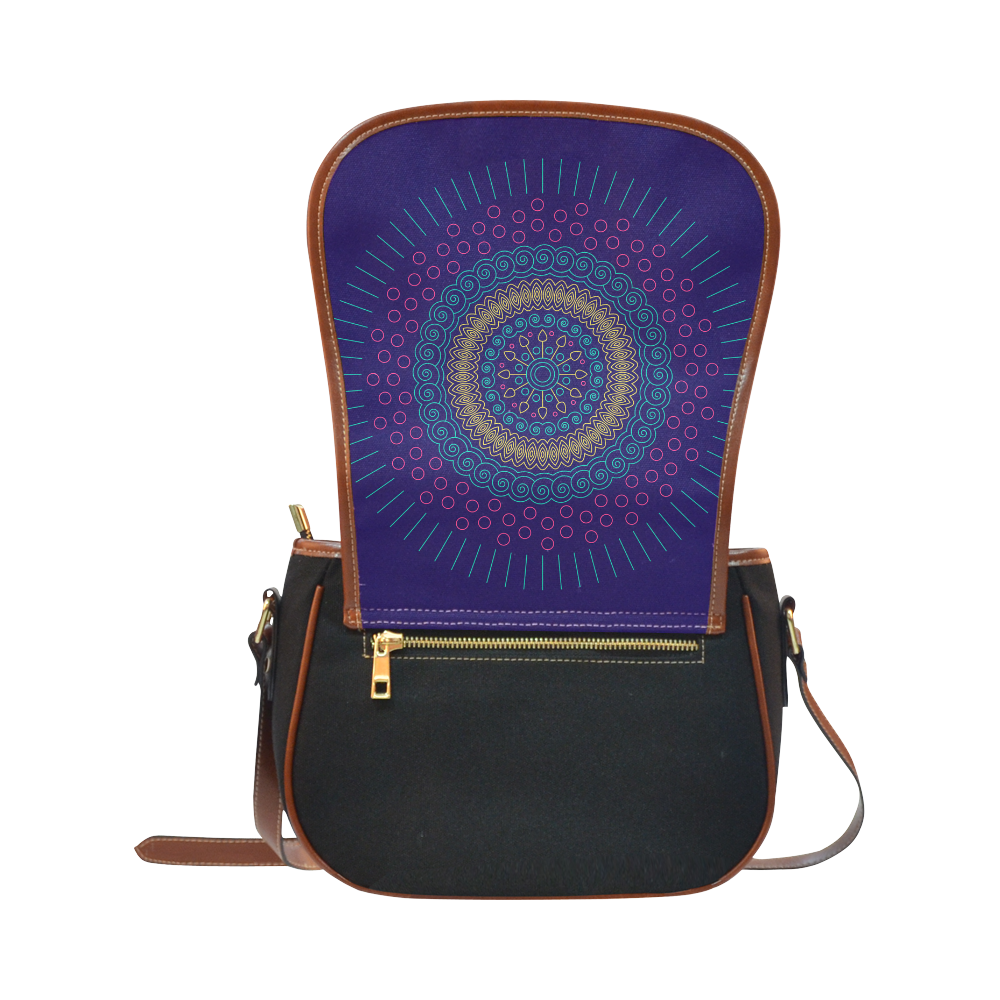 blue mandala circular Saddle Bag/Small (Model 1649)(Flap Customization)