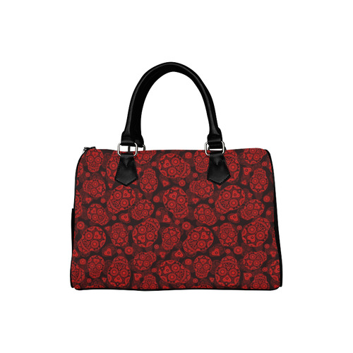 Sugar Skull Pattern - Red Boston Handbag (Model 1621)