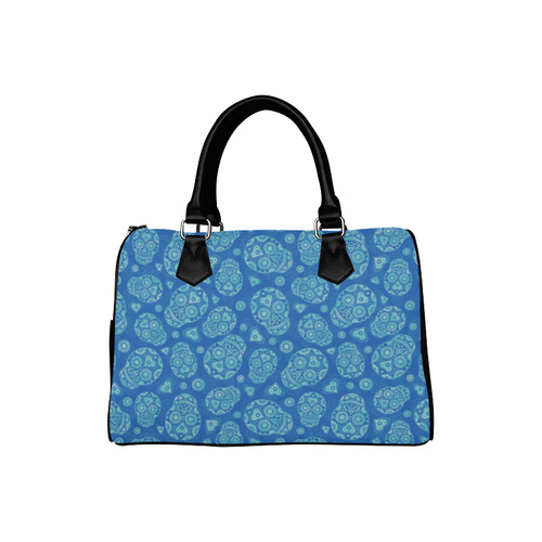 Sugar Skull Pattern - Blue Boston Handbag (Model 1621)