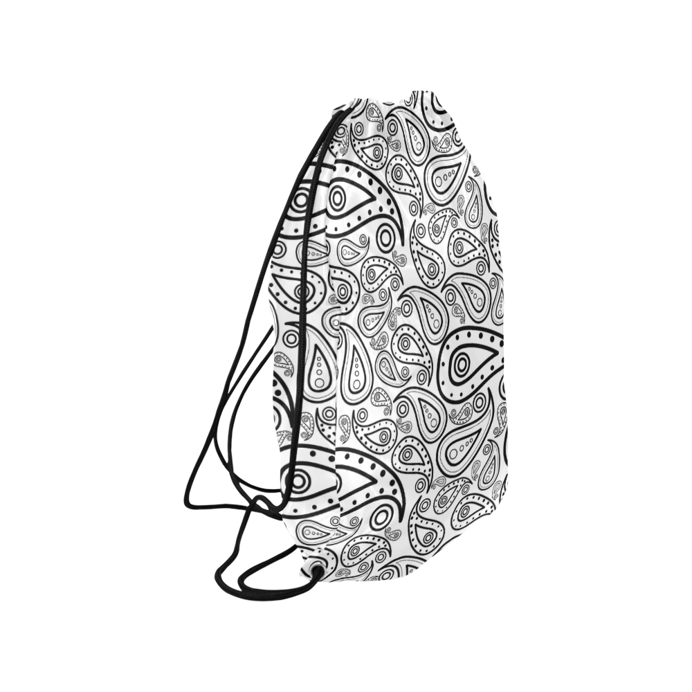black and white paisley Small Drawstring Bag Model 1604 (Twin Sides) 11"(W) * 17.7"(H)