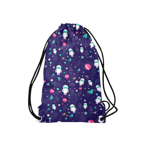 Cute Doodle Astronauts Small Drawstring Bag Model 1604 (Twin Sides) 11"(W) * 17.7"(H)