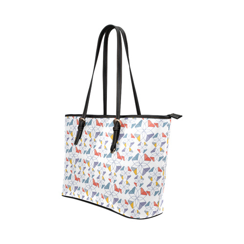 floral geometric seamless oriental Leather Tote Bag/Large (Model 1651)