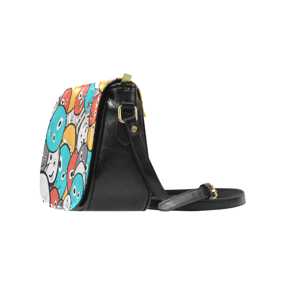 multicolor doodle monsters Classic Saddle Bag/Small (Model 1648)