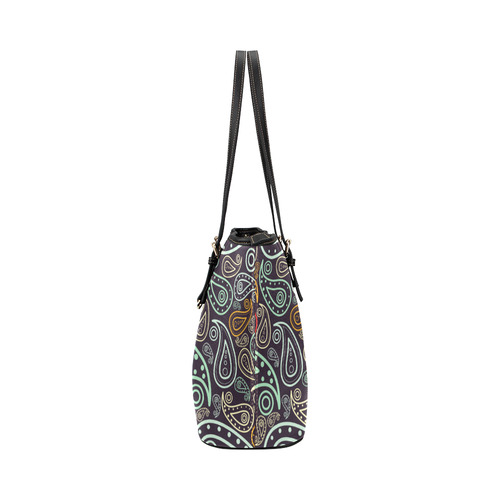 colorful paisley Leather Tote Bag/Large (Model 1651)