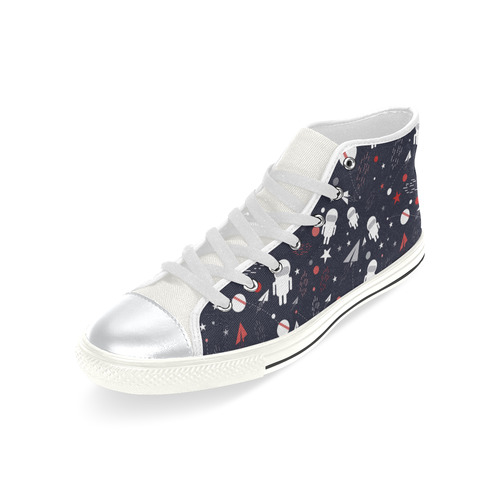 Astronaut Doodle High Top Canvas Shoes for Kid (Model 017)