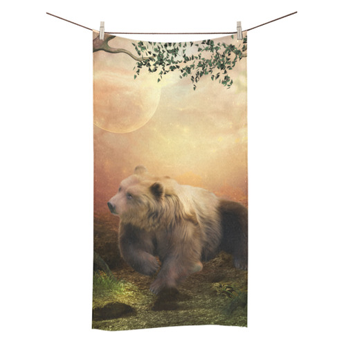 Awesome bear in the night Bath Towel 30"x56"